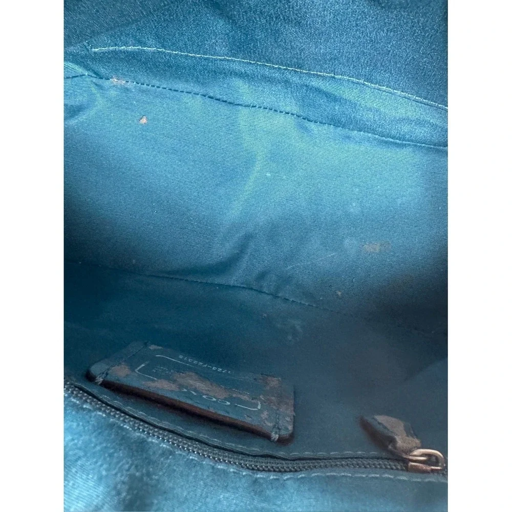 Coach Sierra Saffiano Y2K Leather Satchel Metallic Teal Blue 2017 Statement